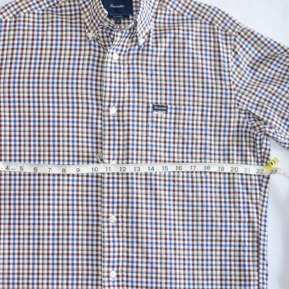 Faconnable Classique Men Blue & Burgundy Plaid Button Down Long-Sleeved Shirt M - Picture 6 of 7